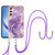 Samsung Galaxy A25 5G Electroplating Marble Dual-side IMD Phone Case with Lanyard - Purple 002