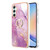 Samsung Galaxy A25 5G Electroplating Marble IMD TPU Phone Case with Ring Holder - Purple 001