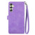 Samsung Galaxy A25 5G Embossed Flower Zipper Leather Phone Case - Purple