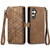 Samsung Galaxy A25 5G Geometric Zipper Wallet Side Buckle Leather Phone Case - Brown