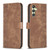 Samsung Galaxy A25 5G Plaid Embossed Leather Phone Case - Brown