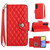 Samsung Galaxy A25 5G Rhombic Texture Flip Leather Phone Case with Lanyard - Red