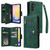 Samsung Galaxy A25 5G Rivet Buckle 9 Cards 3-Fold Wallet Leather Phone Case - Green