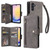 Samsung Galaxy A25 5G Rivet Buckle 9 Cards 3-Fold Wallet Leather Phone Case - Grey