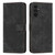 Samsung Galaxy A25 5G Skin Feel Stripe Pattern Leather Phone Case with Long Lanyard - Black