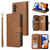 Samsung Galaxy A15 5G 9-Card Slots Zipper Wallet Bag Leather Phone Case - Brown