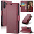 Samsung Galaxy A15 5G CaseMe 023 Butterfly Buckle Litchi Texture RFID Anti-theft Leather Phone Case - Wine Red