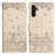 Samsung Galaxy A15 5G Cat Embossing Pattern Leather Phone Case with Lanyard - Beige