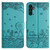 Samsung Galaxy A15 5G Cat Embossing Pattern Leather Phone Case with Lanyard - Blue