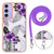Samsung Galaxy A15 5G Electroplating IMD TPU Phone Case with Lanyard - Purple Flower