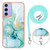 Samsung Galaxy A15 5G Electroplating Marble Dual-side IMD Phone Case with Lanyard - Green 003