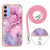 Samsung Galaxy A15 5G Electroplating Marble Dual-side IMD Phone Case with Lanyard - Pink 013