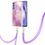 Samsung Galaxy A15 5G Electroplating Marble Dual-side IMD Phone Case with Lanyard - Purple 001