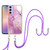 Samsung Galaxy A15 5G Electroplating Marble Dual-side IMD Phone Case with Lanyard - Purple 001