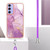 Samsung Galaxy A15 5G Electroplating Marble Dual-side IMD Phone Case with Lanyard - Purple 001