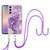 Samsung Galaxy A15 5G Electroplating Marble Dual-side IMD Phone Case with Lanyard - Purple 002