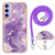 Samsung Galaxy A15 5G Electroplating Marble Dual-side IMD Phone Case with Lanyard - Purple 002