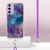 Samsung Galaxy A15 5G Electroplating Marble Dual-side IMD Phone Case with Lanyard - Purple 016