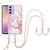 Samsung Galaxy A15 5G Electroplating Marble Dual-side IMD Phone Case with Lanyard - Rose Gold 005