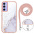 Samsung Galaxy A15 5G Electroplating Marble Dual-side IMD Phone Case with Lanyard - White 006