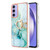 Samsung Galaxy A15 5G Electroplating Marble IMD TPU Phone Case with Ring Holder - Green 003