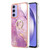 Samsung Galaxy A15 5G Electroplating Marble IMD TPU Phone Case with Ring Holder - Purple 001