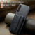 Samsung Galaxy A15 5G Fierre Shann Oil Wax Cow Leather Card Holder Back Phone Case - Black