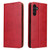 Samsung Galaxy A15 5G Fierre Shann PU Genuine Leather Texture Phone Case - Red