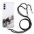 Samsung Galaxy A15 5G Hollow Marble Pattern TPU Phone Case with Neck Strap Rope - Black