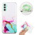 Samsung Galaxy A15 5G Hollow Marble Pattern TPU Phone Case with Neck Strap Rope - Green