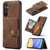 Samsung Galaxy A15 5G JEEHOOD J01 Retro Magnetic Detachable Wallet Phone Case - Brown