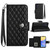 Samsung Galaxy A15 5G Rhombic Texture Flip Leather Phone Case with Lanyard - Black