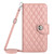 Samsung Galaxy A15 5G Rhombic Texture Flip Leather Phone Case with Long Lanyard - Coral Pink