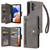 Samsung Galaxy A15 5G Rivet Buckle 9 Cards 3-Fold Wallet Leather Phone Case - Grey
