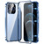 Fusion360 iPhone 12 Pro Magnetic Double-buckle HD Tempered Glass Phone Case - Blue