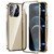 Fusion360 iPhone 12 Pro Max Magnetic Double-buckle HD Tempered Glass Phone Case - Gold Fusion360 iPhone 12 Pro Max Magnetic Double-buckle HD Tempered Glass Phone Case - Gold