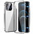 Fusion360 iPhone 12 Pro Max Magnetic Double-buckle HD Tempered Glass Phone Case - Silver