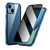 Fusion360 iPhone 13 Anti-peeping Magnetic Metal Frame Double-sided Tempered Glass Phone Case - Sierra Blue