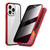 Fusion360 iPhone 13 Pro Anti-peeping Magnetic Metal Frame Double-sided Tempered Glass Phone Case  - Red
