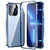 Fusion360 iPhone 13 Pro Magnetic Double-buckle HD Tempered Glass Phone Case - Blue