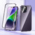 Fusion360 iPhone 14 Plus Magnetic Double-buckle HD Tempered Glass Phone Case  - Purple