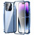 Fusion360 iPhone 14 Pro Magnetic Double-buckle HD Tempered Glass Phone Case - Blue