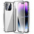 Fusion360 iPhone 14 Pro Magnetic Double-buckle HD Tempered Glass Phone Case - Silver