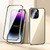 Fusion360 iPhone 15 Magnetic Double-buckle HD Tempered Glass Phone Case - Gold