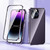 Fusion360 iPhone 15 Plus Magnetic Double-buckle HD Tempered Glass Phone Case - Purple