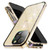 Fusion360 iPhone 15 Pro Anti-peeping Magnetic Double-sided Tempered Glass Phone Case - Gold
