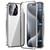 Fusion360 iPhone 15 Pro Magnetic Double-buckle HD Tempered Glass Phone Case - Silver