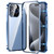 Fusion360 iPhone 15 Pro Max Magnetic Double-buckle HD Tempered Glass Phone Case - Blue