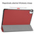 iPad Pro 11 2024 Custer Pure Color 3-Fold Holder Smart Leather Tablet Case - Wine Red