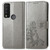 TCL 30 XE 5G Four-leaf Clasp Embossed Buckle Leather Phone Case - Grey